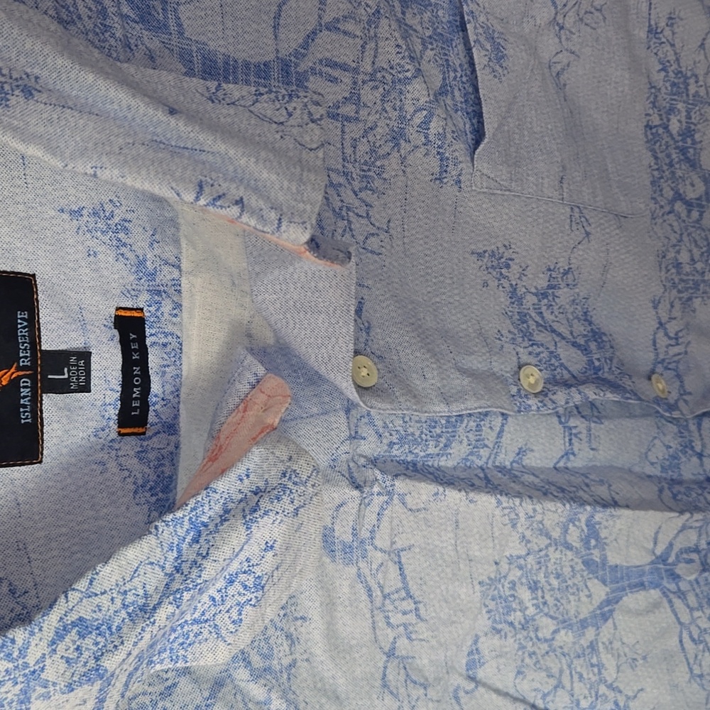 Margaritaville Island Reserve Blue Patterned Men's Shirt - Picture 5 of 12